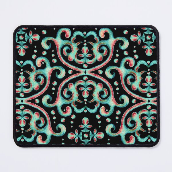Item preview, Byzantine pattern, Red and turquoise on a black background designed and sold by Alex Blud.
