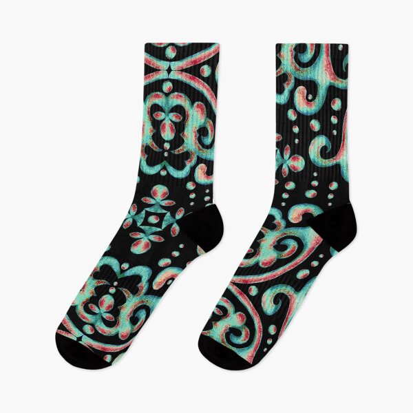Item preview, Byzantine pattern, Red and turquoise on a black background designed and sold by Alex  Blud.