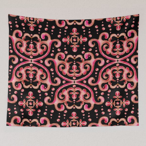 Item preview, Byzantine pattern, Pink brown on black background designed and sold by Alex  Blud.