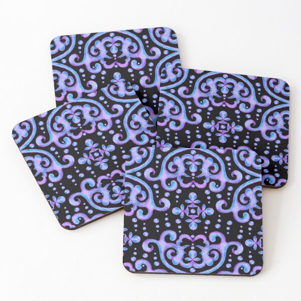 Item preview, Byzantine pattern, Violet blue on black background designed and sold by Alex  Blud.