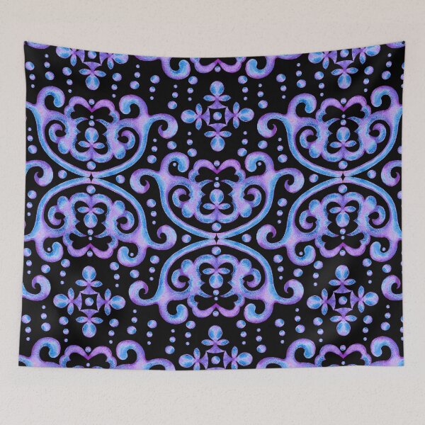 Item preview, Byzantine pattern, Violet blue on black background designed and sold by Alex  Blud.