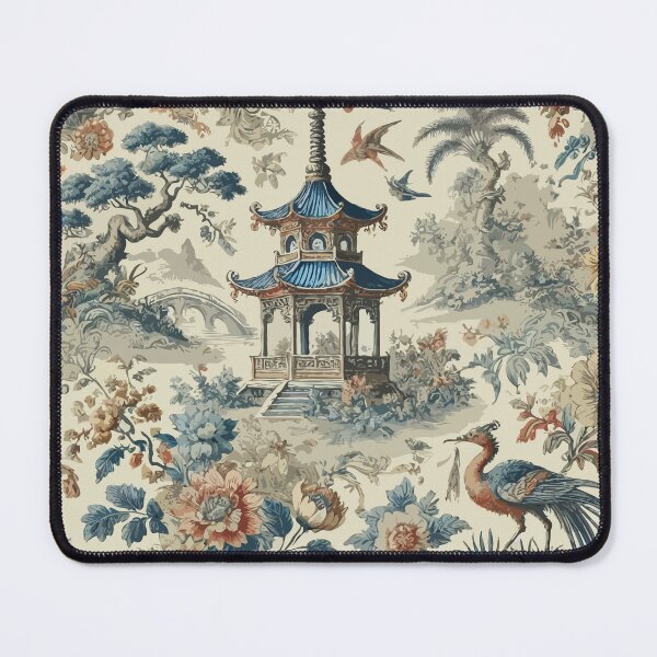 Item preview, Vintage Floral Chinoiserie Toile designed and sold by BioscorDesigns.