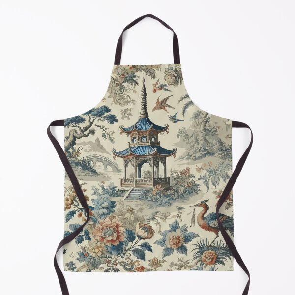 Item preview, Vintage Floral Chinoiserie Toile designed and sold by BioscorDesigns.