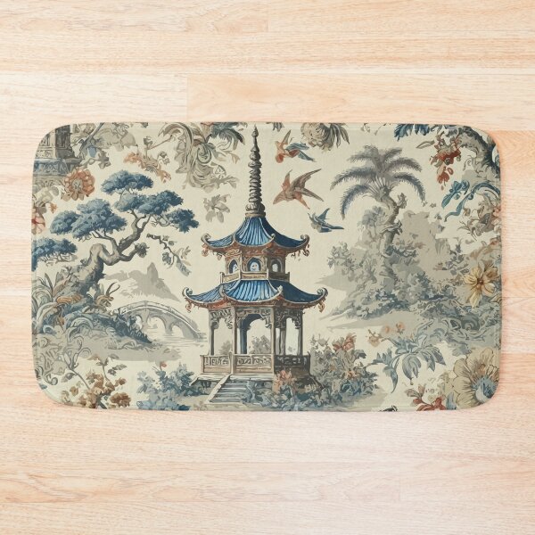 Item preview, Vintage Floral Chinoiserie Toile designed and sold by BioscorDesigns.