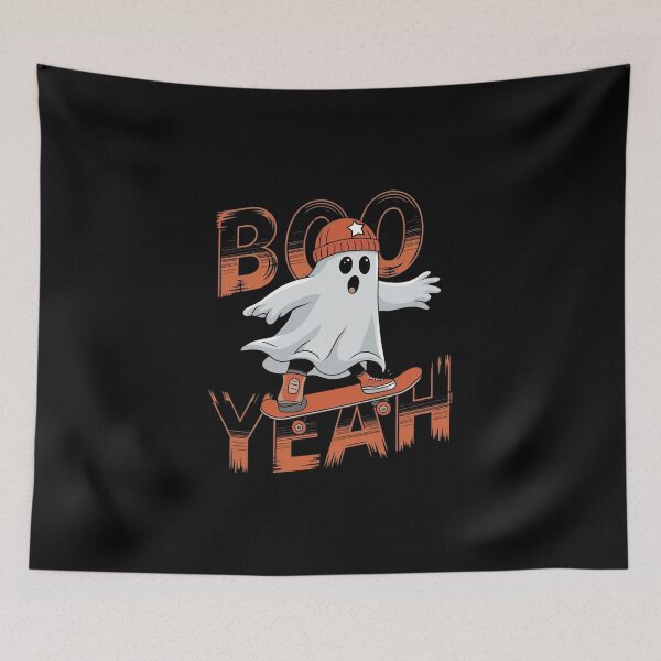Item preview, BOO YEAH: Ghost’s Radical Pumpkin Skateboard Trick Halloween Design designed and sold by Rio77 Styles.