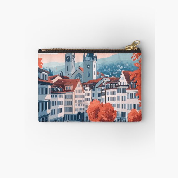 Item preview, Vintage Zurich City Skyline Art Print | Retro Swiss Travel Poster | Iconic Lake Zurich & Grossmünster Wall Decor | Zurich City Artwork | Mid-Century Modern Design designed and sold by nomiraclehere.