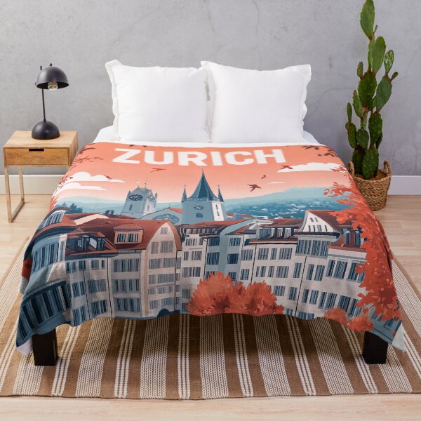 Item preview, Vintage Zurich City Skyline Art Print | Retro Swiss Travel Poster | Iconic Lake Zurich & Grossmünster Wall Decor | Zurich City Artwork | Mid-Century Modern Design designed and sold by nomiraclehere.