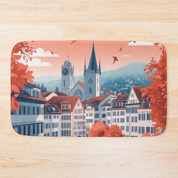 Item preview, Vintage Zurich City Skyline Art Print | Retro Swiss Travel Poster | Iconic Lake Zurich & Grossmünster Wall Decor | Zurich City Artwork | Mid-Century Modern Design designed and sold by nomiraclehere.