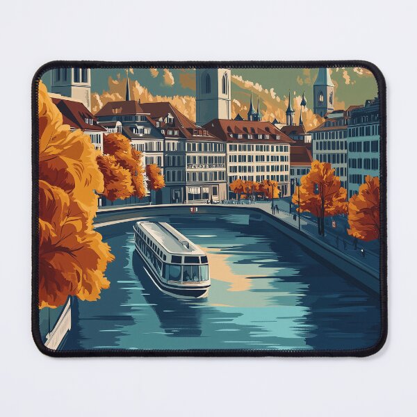 Item preview, Vintage Zurich City Skyline Art Print | Retro Swiss Travel Poster | Iconic Lake Zurich & Grossmünster Wall Decor | Zurich City Artwork | Mid-Century Modern Design designed and sold by nomiraclehere.