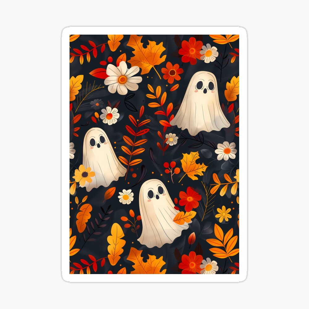 Sticker Spooky Ghosts: Fall leaves edition