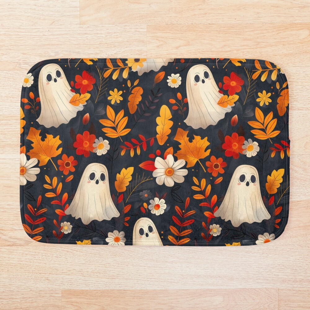 Fitted T-Shirt: Spooky Ghosts Fall Leaves Edition