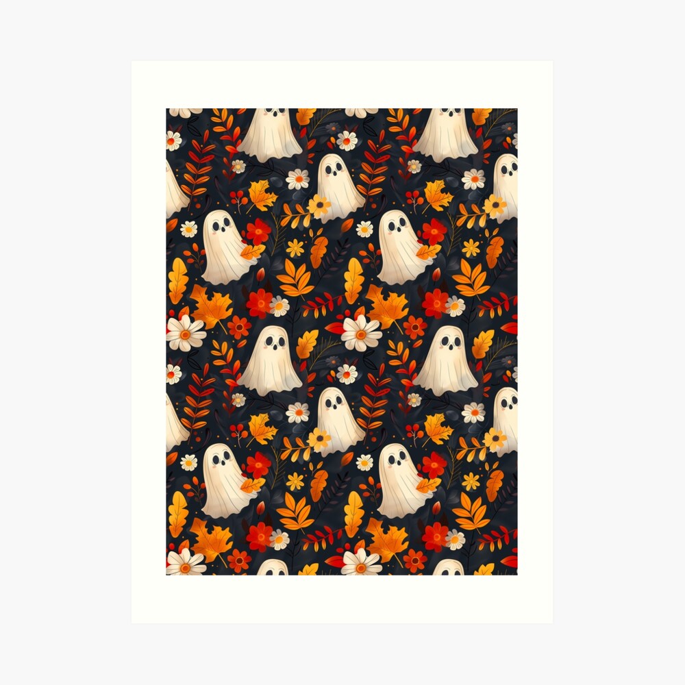 Spooky Ghosts: Fall leaves edition Art Print