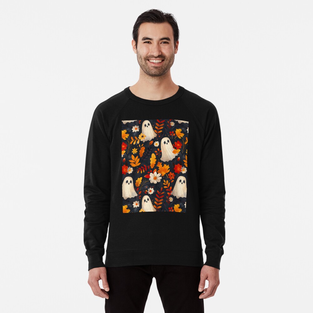 Lightweight Sweatshirt Spooky Ghosts: Fall Leaves Edition