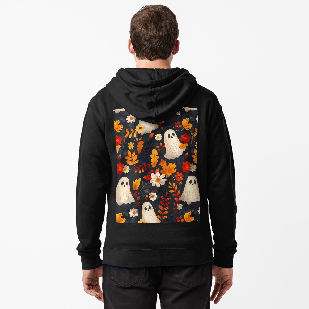 Spooky Ghosts: Fall Leaves Edition Zipped Hoodie