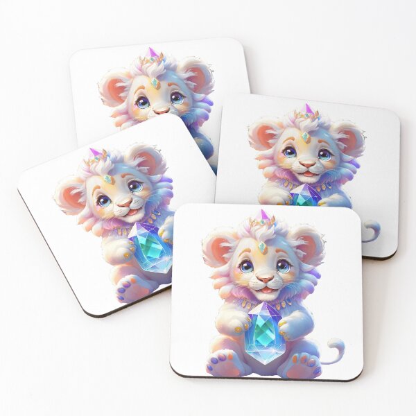 Item preview, Adorable Baby White Lion with Blue Gemstone - Cute Animal Art designed and sold by SZAgg.