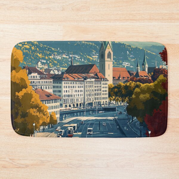 Item preview, Vintage Zurich City Skyline Art Print | Retro Swiss Travel Poster | Iconic Lake Zurich & Grossmünster Wall Decor | Zurich City Artwork | Mid-Century Modern Design designed and sold by nomiraclehere.