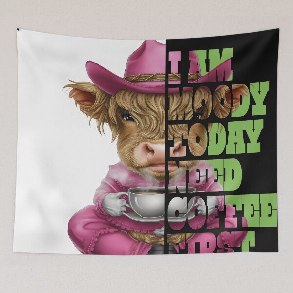 Item preview, Highland cow is moody and needs coffee designed and sold by StrictlyBilliM.