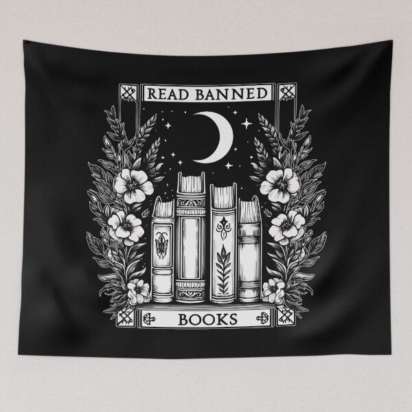 Item preview, Read Banned Books Floral Garden Monochromatic designed and sold by TomFrontierArt.