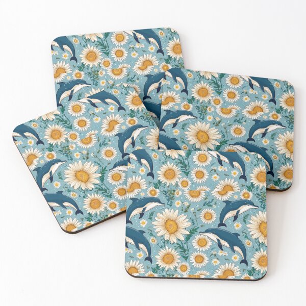 Item preview, Delta Love Cute Kawaii Dolphin Daisy Daisies Pattern designed and sold by Draculaura2009.