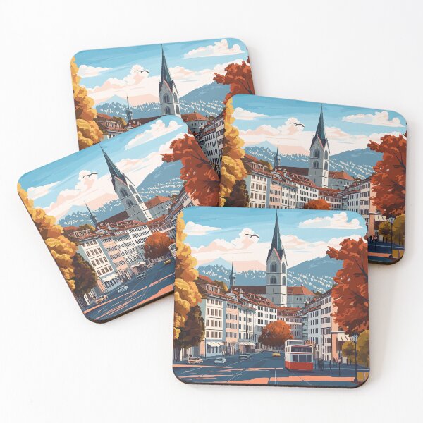 Item preview, Vintage Zurich City Skyline Art Print | Retro Swiss Travel Poster | Iconic Lake Zurich & Grossmünster Wall Decor | Zurich City Artwork | Mid-Century Modern Design designed and sold by nomiraclehere.
