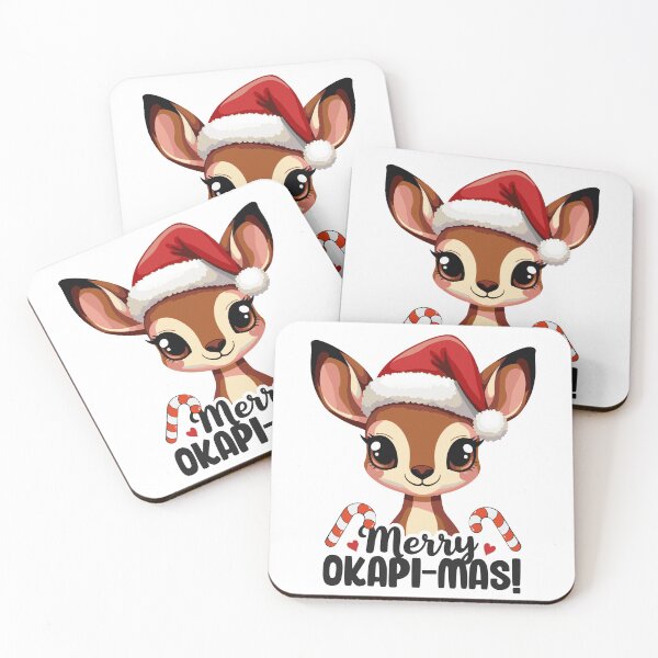 Item preview, Cute Okapi with a christmas hat designed and sold by The  Knick Knack Nook.