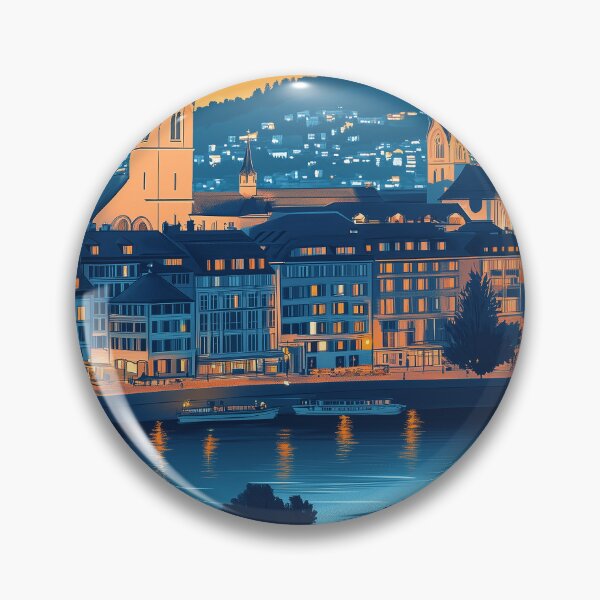 Item preview, Vintage Zurich City Skyline Art Print | Retro Swiss Travel Poster | Iconic Lake Zurich & Grossmünster Wall Decor | Zurich City Artwork | Mid-Century Modern Design designed and sold by nomiraclehere.