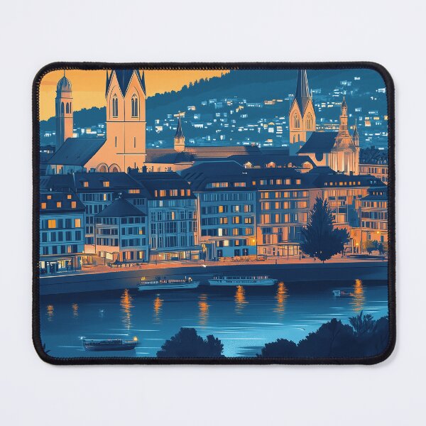 Item preview, Vintage Zurich City Skyline Art Print | Retro Swiss Travel Poster | Iconic Lake Zurich & Grossmünster Wall Decor | Zurich City Artwork | Mid-Century Modern Design designed and sold by nomiraclehere.