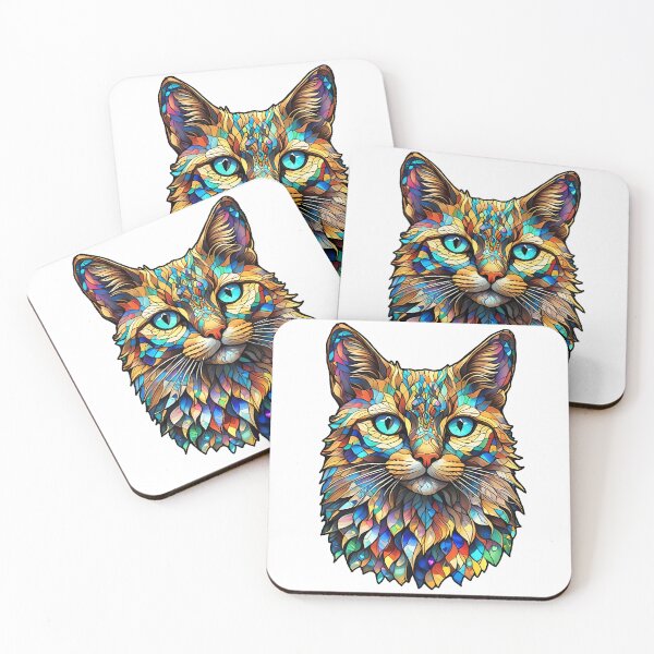 Item preview, Mosaic Stained Glass Multicolor Cat 760 designed and sold by artbylucie.