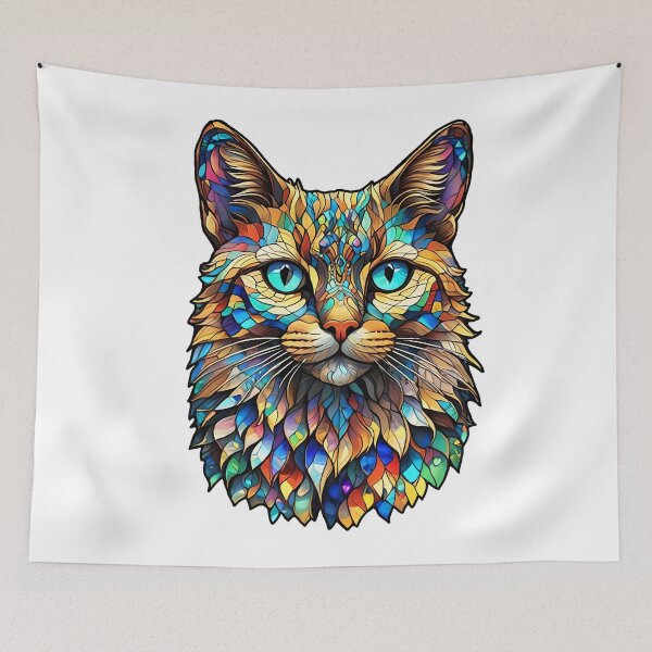 Item preview, Mosaic Stained Glass Multicolor Cat 760 designed and sold by artbylucie.