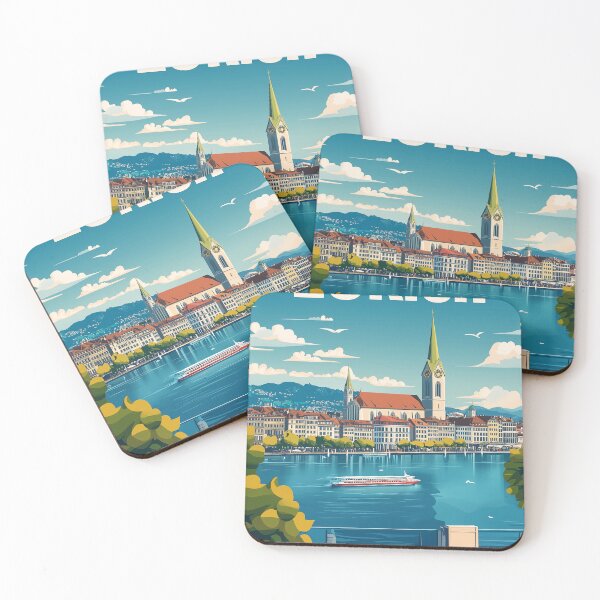 Item preview, Vintage Zurich City Skyline Art Print | Retro Swiss Travel Poster | Iconic Lake Zurich & Grossmünster Wall Decor | Zurich City Artwork | Mid-Century Modern Design designed and sold by nomiraclehere.