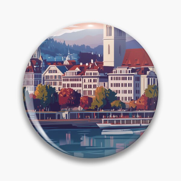 Item preview, Vintage Zurich City Skyline Art Print | Retro Swiss Travel Poster | Iconic Lake Zurich & Grossmünster Wall Decor | Zurich City Artwork | Mid-Century Modern Design designed and sold by nomiraclehere.