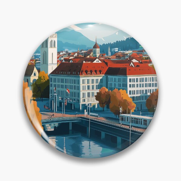 Item preview, Vintage Zurich City Skyline Art Print | Retro Swiss Travel Poster | Iconic Lake Zurich & Grossmünster Wall Decor | Zurich City Artwork | Mid-Century Modern Design designed and sold by nomiraclehere.