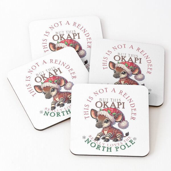 Item preview, Okapi wearing a christmas hat designed and sold by The  Knick Knack Nook.