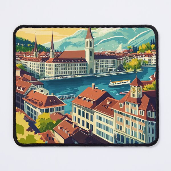 Item preview, Vintage Zurich City Skyline Art Print | Retro Swiss Travel Poster | Iconic Lake Zurich & Grossmünster Wall Decor | Zurich City Artwork | Mid-Century Modern Design designed and sold by nomiraclehere.