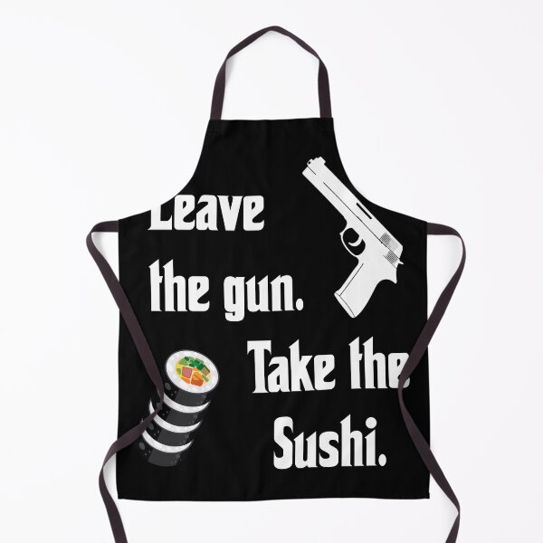 Artikelvorschau, Lass die Waffe liegen und nimm das Sushi, lustige Parodie auf den Paten entworfen und verkauft von Merchattack.
