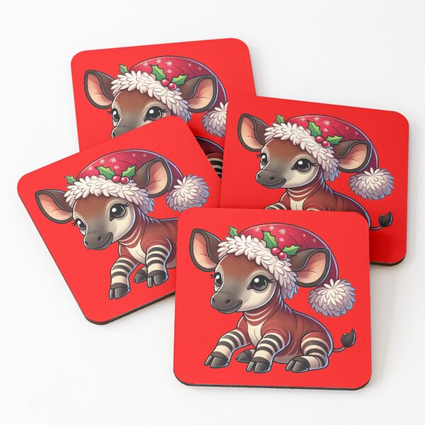 Item preview, Okapi wearing a christmas hat designed and sold by The  Knick Knack Nook.