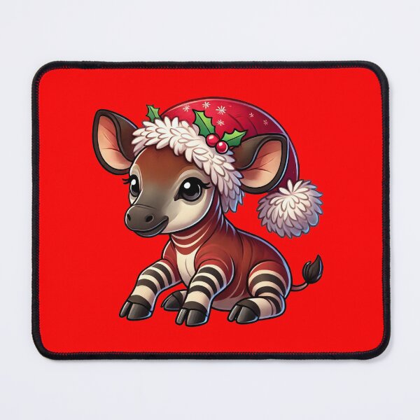 Item preview, Okapi wearing a christmas hat designed and sold by The  Knick Knack Nook.