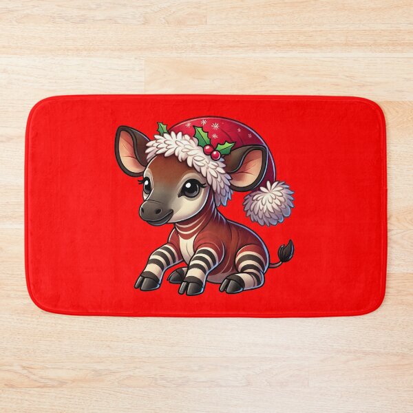 Item preview, Okapi wearing a christmas hat designed and sold by The  Knick Knack Nook.