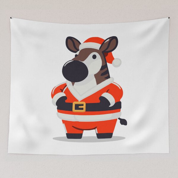 Item preview, Okapi wearing a santa claus suit designed and sold by The  Knick Knack Nook.
