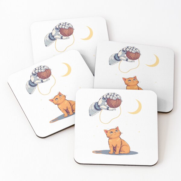 Item preview, cute Cat playing with a robot philosophical stuff with deep meaning and cute for kids designed and sold by puurfectcat.