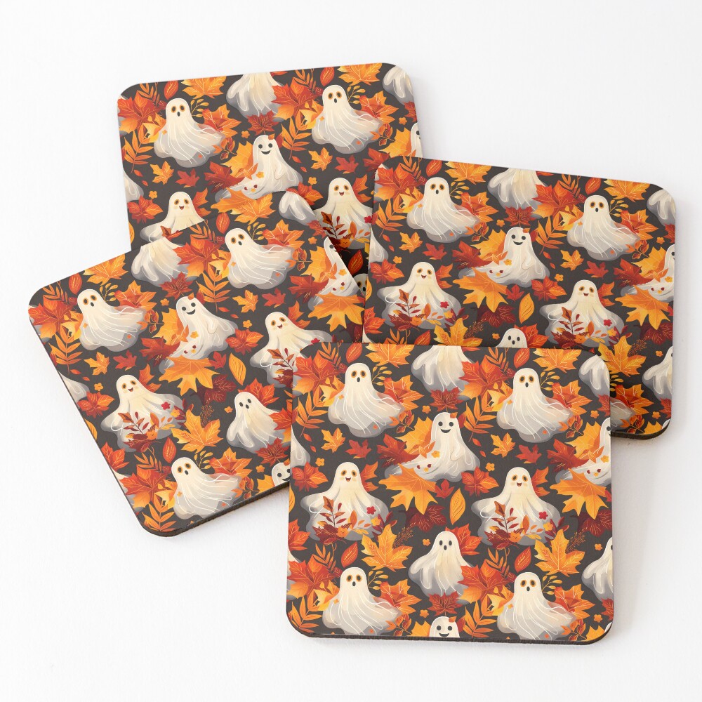Spooky Fall Vibes Ghosts Coasters (Set of 4)