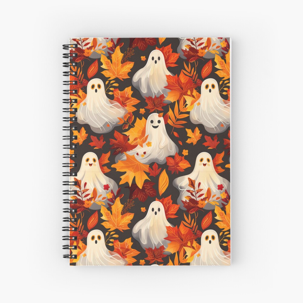 Spiral Notebook: Spooky Fall Vibes Ghosts