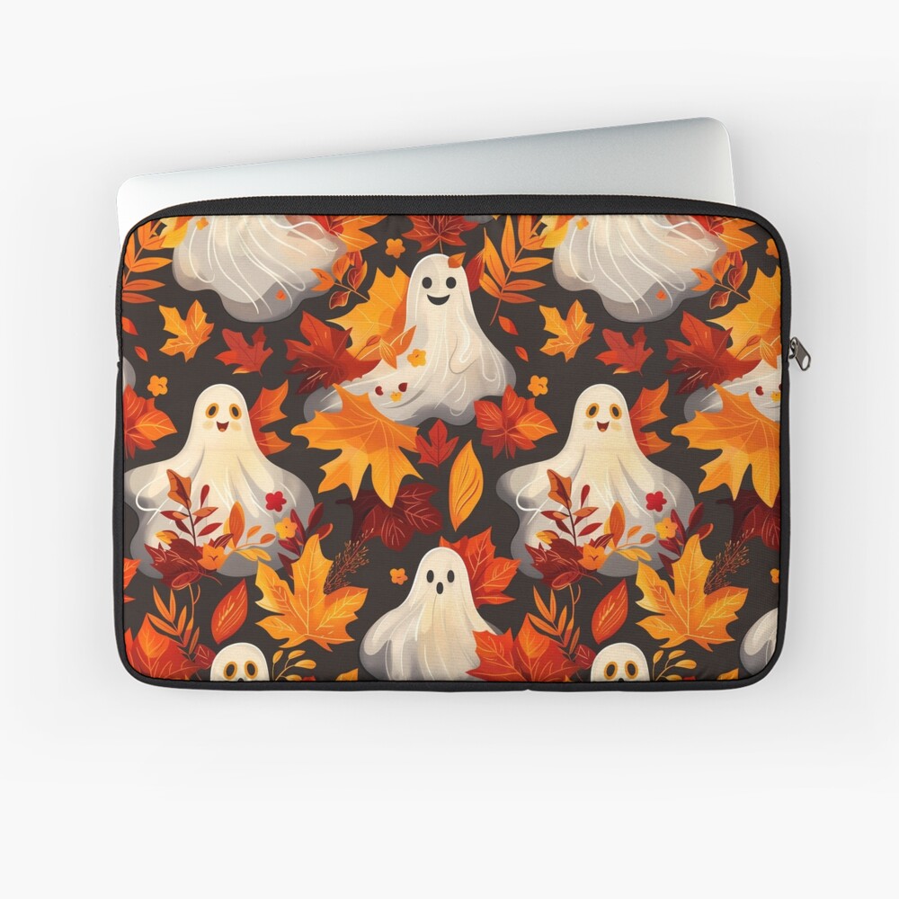 Laptop Sleeve Spooky Fall Vibes Ghosts