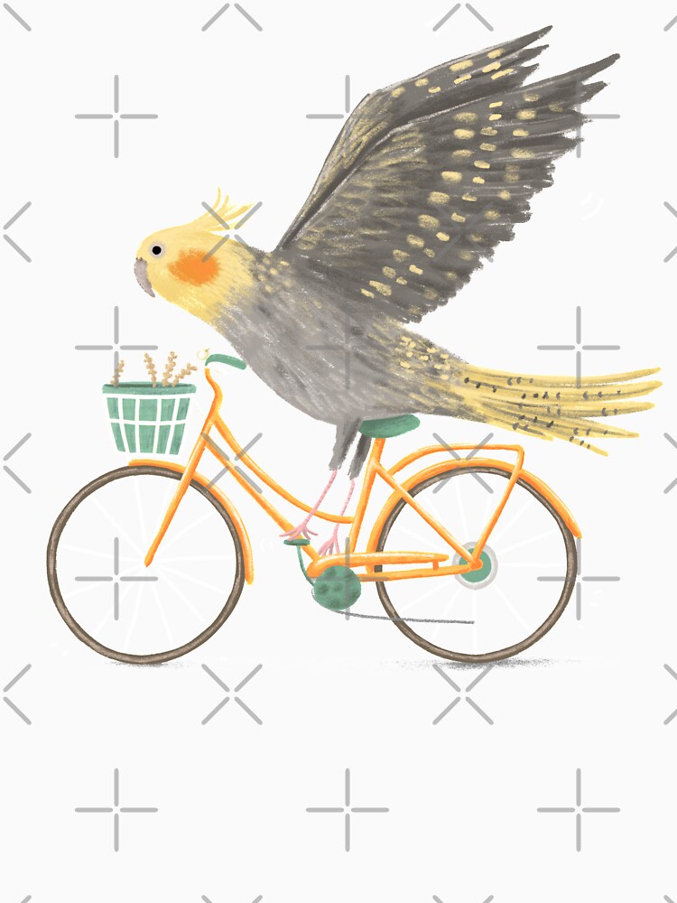 Artwork view, Cockatiel on a Bicycle  designed and sold by Sophie Corrigan