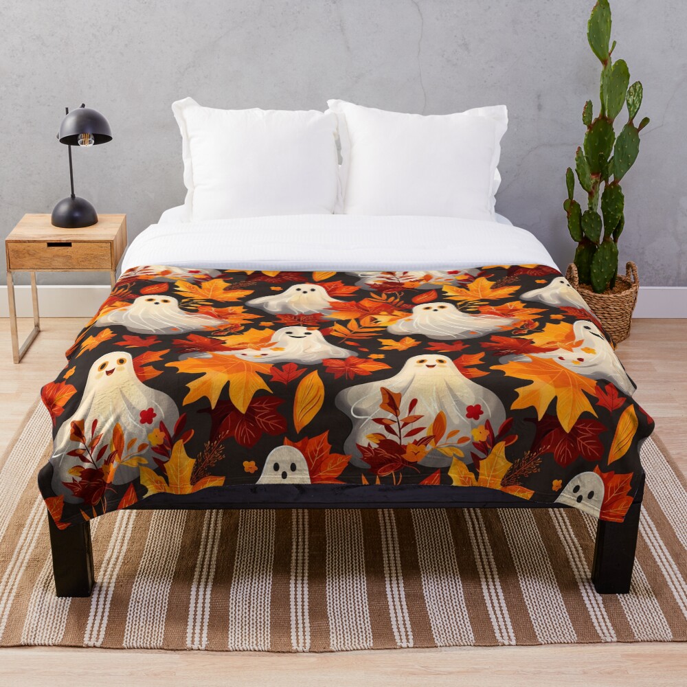 Throw Blanket Spooky Fall Vibes Ghosts