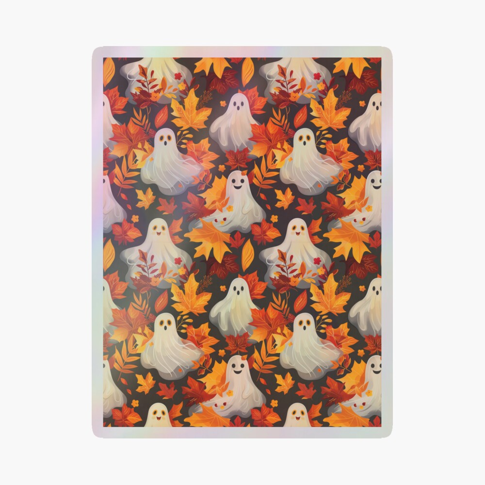 Holographic Sticker: Spooky Fall Vibes Ghosts