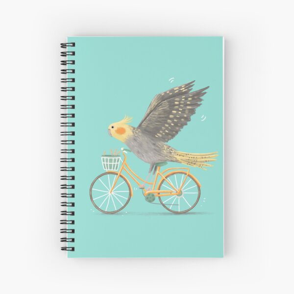 Cockatiel on a Bicycle Spiral Notebook