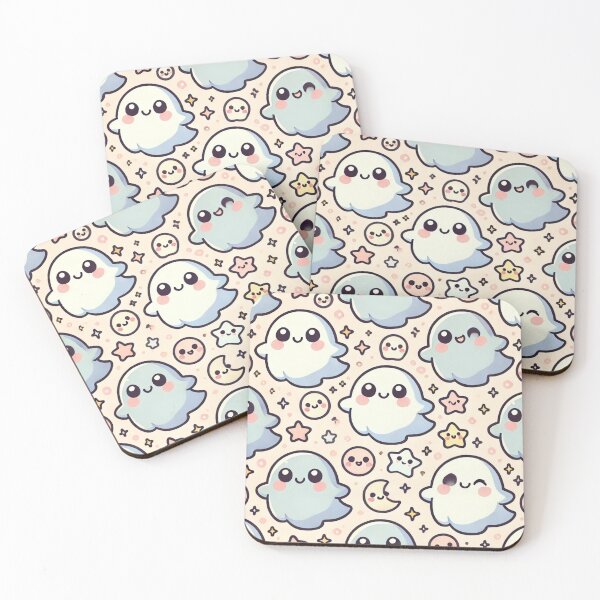 Item preview, Kawaii Cute Ghosts Seamless Pattern – Pastel Halloween Cartoon Design designed and sold by hitechmom.