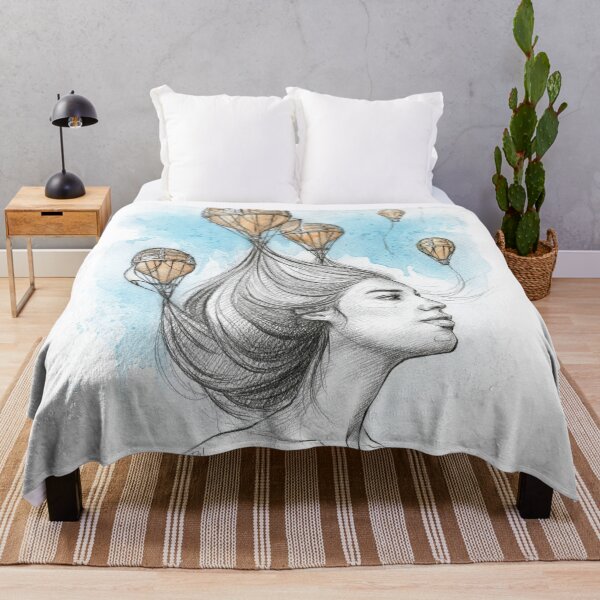 Item preview, Wanderlust Infinite Sky Woman and Balloons Surreal Art designed and sold by edrawings38.