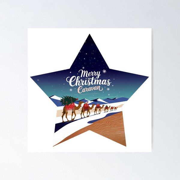 Item preview, Merry Christmas Caravan – Vintage retro Christmas design in the shape of a star with a festive mood designed and sold by pod24.